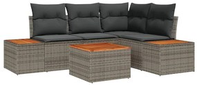 vidaXL Kerti Kanapé Szett párnával tárolóval 4 pcs Szürke Polyrattan