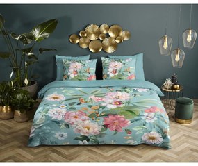 Kék egyszemélyes-hosszabbított pamut-szatén ágyneműhuzat 140x220 cm Fungi – Descanso