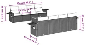 9-részes szürke polyrattan kerti ülőgarnitúra párnákkal