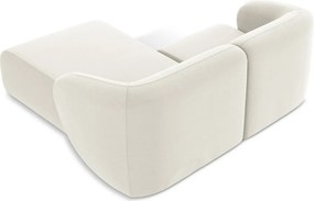 Bézs bársony sarokkanapé (jobb oldali-heverő résszel) Lani – Makamii