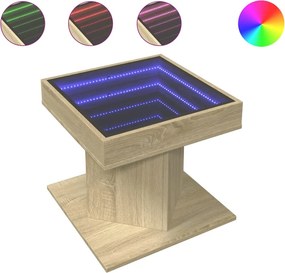 vidaXL sonoma tölgy szerelt fa dohányzóasztal LED-del 50 x 50 x 45 cm