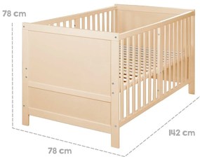 Natúr színű babaágy állítható magassággal 70x140 cm Easy Sleep – Roba