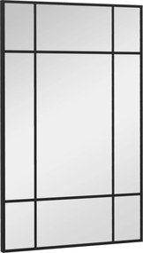 HOMCOM Téglalap alakú Falitükör 90x60 cm Fém Karral - Dekoratív Tükör Nappalihoz, Hálószobához, Előszobához Fekete | Aosom