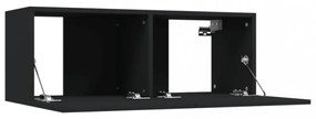 2 db fekete szerelt fa TV-szekrény 80 x 30 x 30 cm