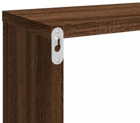 2 db barna tölgyszínű szerelt fa fali kockapolc 80x15x26,5 cm