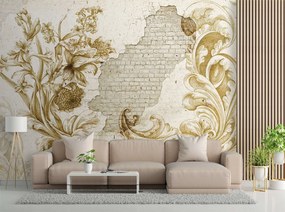 Gario Fotótapéta Növényi freskó egy hulló vakolatra Anyag: Vlies, Méret: 150 x 105 cm