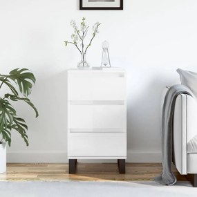 Magasfényű fehér szerelt fa tálalószekrény 40 x 35 x 70 cm