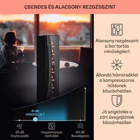 Klarstein Vinovilla 7 built-in Uno Onyx, beépített borhűtő, fekete üveg, rozsdamentes acél