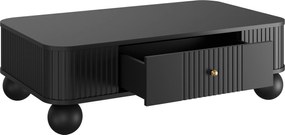 Vesper dohányzóasztal 103x60 cm fiókkal - fekete, arany fogantyúkkal, gömb lábakkal