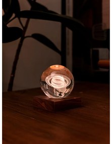 Sötétbarna diófa LED dimmelhető asztali lámpa üveg búrával (magasság 12 cm) Amber – Gingko