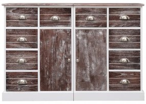 10-fiókos barna fa tálalószekrény 113 x 30 x 79 cm