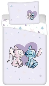 Egyszemélyes pamut gyerek ágyneműhuzat 140x200 cm Lilo and Stitch "Heart" – Jerry Fabrics