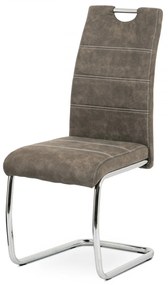 Scaun modern de luat masa cu bază de sanie de culoare maro Hc-483