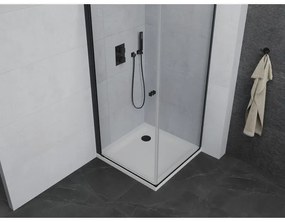 Mexen Pretoria, zuhanykabin 90 (ajtó) x 90 (fal) cm, 6mm átlátszó üveg, fekete profil + fehér zuhanytálca, 852-090-090-70-00-4010B