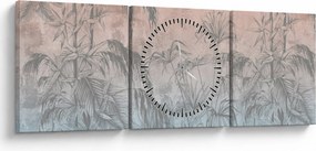 Kép - Trópusi növények a falon (órával) (90x30 cm)