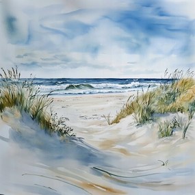 Vászonkép Canvas Tájkép Tengerpart Homok Háborgó Tenger Hullámok 40x40