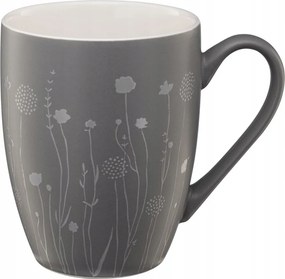 PorcelĂĄn bögre szĂŒrke 340ml mezei virĂĄgok dombornyomĂĄssal italokhoz 1 db