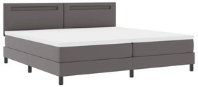 Boxspring Ágy Matraccal Szürkében, 200x200 cm, Műbőr.
