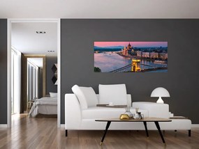 Kép - panoráma a városra, Budapest, Magyarország (120x50 cm)