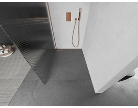 Mexen Kioto, Walk-In zuhany paraván 80 x 200 cm, 8 mm-es üveg bordás mintával, réz matt profil, 800-080-101-65-09