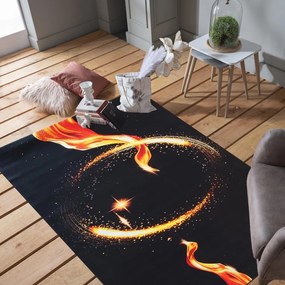 Fekete szőnyeg tűzkörrel Szélesség: 120 cm | Hosszúság: 180 cm