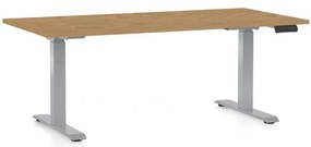 OfficeTech D állítható magasságú asztal, 160 x 80 cm, szürke alap, köves tölgy
