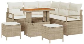 vidaXL Kerti Kanapé Szett párnával 8 pcs Bézs polirattan