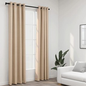 vidaXL 2 db bézs vászonhatású sötétítőfüggöny 140 x 225 cm