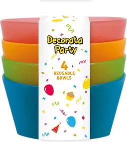 Színes Party félig átlátszó műanyag mélytányér 4 db-os
