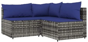 3 részes szürke polyrattan kerti ülőgarnitúra párnákkal