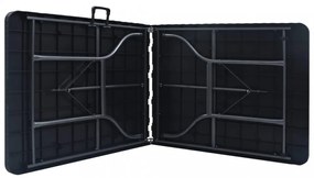 fekete HDPE rattan szerű összecsukható kerti asztal 180x75x72cm