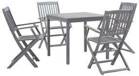 vidaXL 5-részes szürke tömör akácfa kerti étkezőgarnitúra