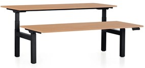 OfficeTech Dual állítható magasságú íróasztal, 200 x 80 cm, fekete alap, bükk