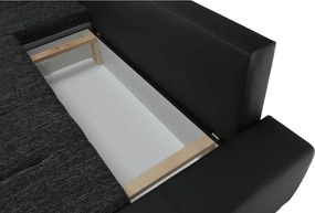 Sarokülőgarnitúra, fekete/fekete melír, TRAMP