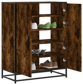 vidaXL füstös tölgy színű szerelt fa és fém cipőszekrény 75x38x97,5 cm