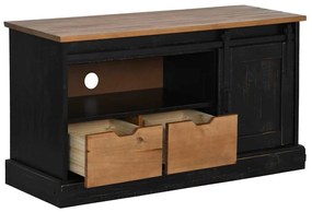 HALDEN fekete tömör fa TV szekrény tolóajtóval 110x40x60 cm