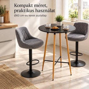 Bárasztal, kerek MDF asztallappal, Ø60 x 102 cm, fekete/tölgy