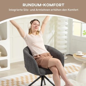 HOMCOM Karosszék, kárpitozott, kényelmes ülőfelülettel, forgó, kényelmes huzattal, sötétszürke