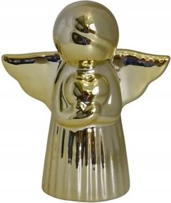 Kerámia angyalka figura 8 cm arany tükör karácsonyi dekoráció