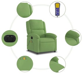 világoszöld bársony elektromos dönthető masszázsfotel
