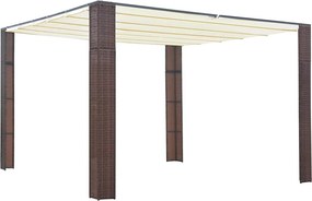 vidaXL barna és krémszínű polyrattan pavilon tetővel 300x300x220 cm