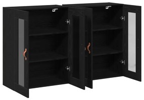 Fali Szekrények 2 db Fekete Tölgy 69,5x34x90 cm Gyártott Fa