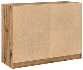 kézműves tölgy színű szerelt fa tálalószekrény 102x37x75,5 cm