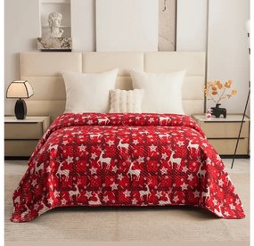 Ágytakaró VELVET CHRISTMAS WAVE, piros Méret: 220 x 240 cm