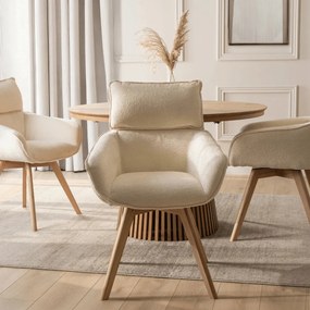 Forgó szék krém színben, bouclé kárpittal, DIAS