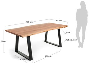 Étkezőasztal akácfa asztallappal 90x160 cm Alaia – Kave Home