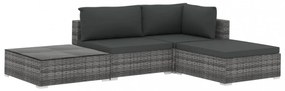vidaXL 4-részes szürke polyrattan kerti bútorszett párnákkal