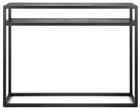 Fekete konzolasztal tölgyfa asztallappal 30x120 cm Daniël – Spinder Design