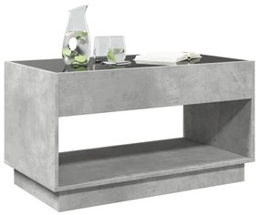 betonszürke végtelen hatású LED-es dohányzóasztal 90x50x50 cm