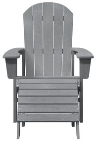 Adirondack Székek Lábpihentőkkel 2 db Világosszürke HDPE